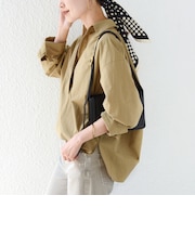 〈手洗い可能〉近江晒 サイド スリット スキッパー シャツ