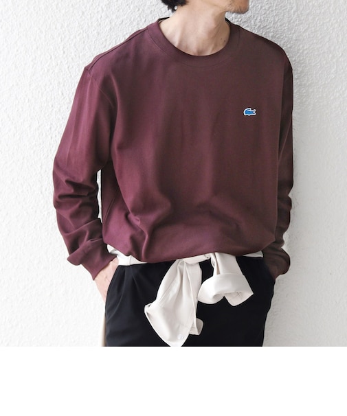【SHIPS any別注】LACOSTE: ワンポイント ピケ クルーネック Tシャツ 26AW (ロンT)◇