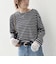【WEB限定】〈手洗い可能〉レース 切替スリーブ ボーダー カットソー◇