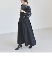 quaranciel:〈洗濯機可能〉ポリエステル ベロア ドロストコンビ ワンピース