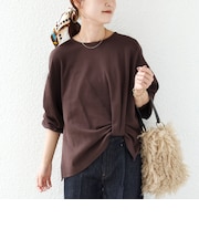 【WEB限定】〈手洗い可能〉裾 ツイスト デザイン ポンチ ロング スリーブ プルオーバー