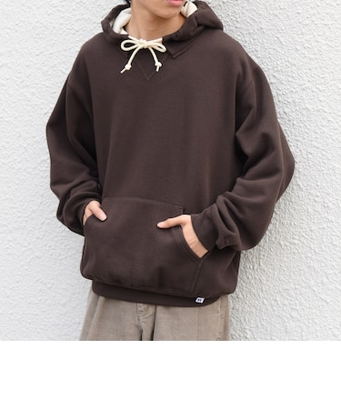 【SHIPS any別注】RUSSELL ATHLETIC: ワンポイント ロゴ 裏起毛 プルオーバー パーカー◇