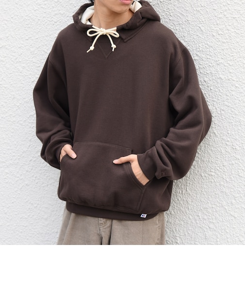 【SHIPS any別注】RUSSELL ATHLETIC: ワンポイント ロゴ 裏起毛 プルオーバー パーカー◇