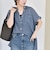 quaranciel:〈手洗い可能〉シアー デニム フレンチスリーブ レギュラー シャツ