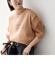 〈手洗い可能〉シアー ワイド トップス × フレンチ ロゴ TEE