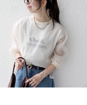 〈手洗い可能〉シアー ワイド トップス  × フレンチ ロゴ TEE