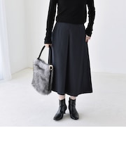 〈洗濯機可能〉ボックスプリーツ ワイド キュロット パンツ
