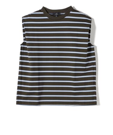 SHIPS Primary Navy Label: マルチボーダー フレンチ スリーブ プルオーバー