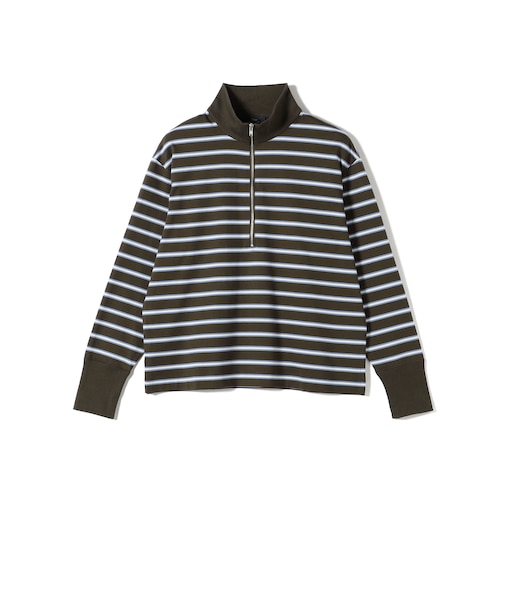 SHIPS Primary Navy Label: マルチボーダー ジップアップ プルオーバー