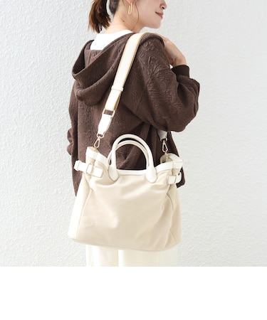 【WEB限定】ライン テープ 素材 コンビ トート バッグ