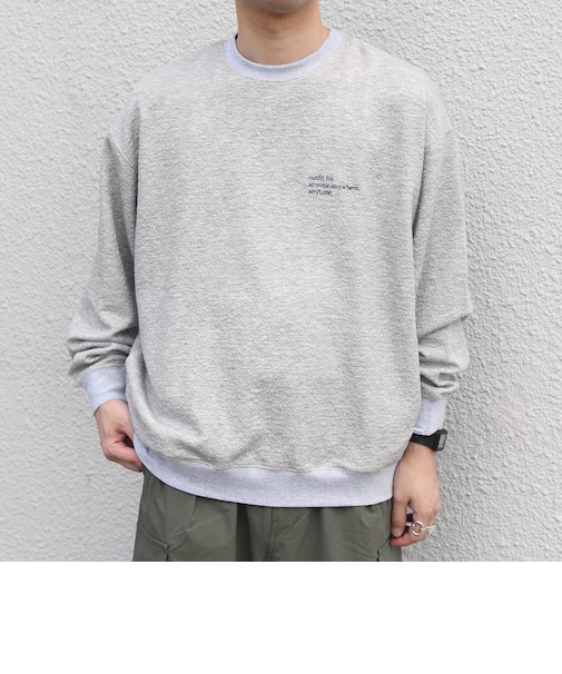 フクレ ジャカード ロゴ 刺繍 サイドポケットTシャツ(ロンT)◇