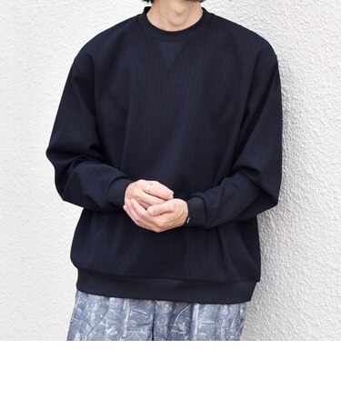〈洗濯機可能〉ワッフル ワンポイント クルーネック Tシャツ(ロンT)◇