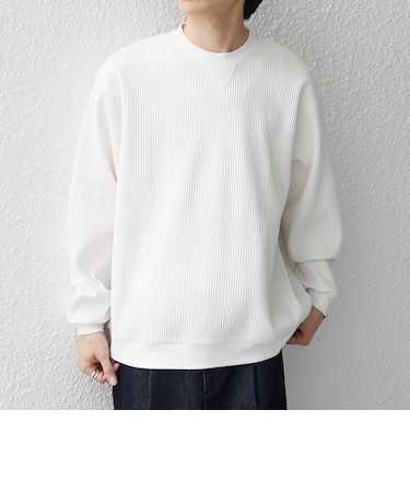 〈洗濯機可能〉ワッフル ワンポイント クルーネック Tシャツ(ロンT)◇