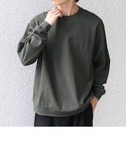 〈洗濯機可能〉ワッフル ワンポイント クルーネック Tシャツ(ロンT)◇