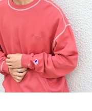 【SHIPS any別注】Champion: ワンポイント ロゴ 刺繍 ステッチ クルーネック スウェット◇