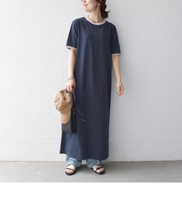 SHIPS any:〈洗濯機可能〉バイカラー クルーネック TEE ワンピース