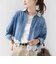 【WEB限定】〈手洗い可能〉ライトオンス レース コンビ デニム ロングスリーブ シャツ