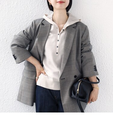 【WEB限定】〈手洗い可能〉トリム ヘンリーネック フード ニット パーカ