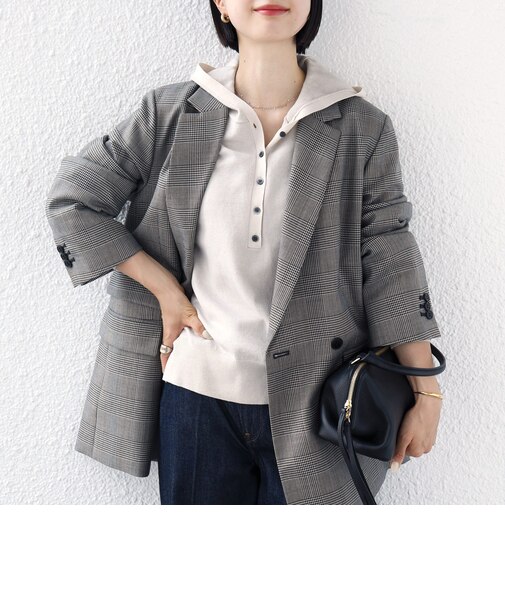【WEB限定】〈手洗い可能〉トリム ヘンリーネック フード ニット パーカ