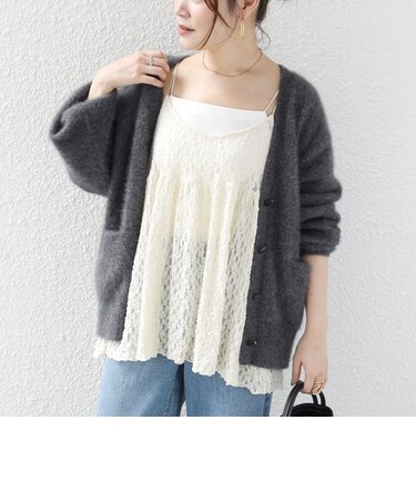 〈手洗い可能〉シュリンク レース キャミソール