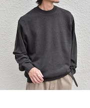 〈手洗い可能〉ウール混 アンチピリング デザインリブ モックネック ニット◇