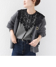 【WEB限定】〈手洗い可能〉フラワー ヨーク レース ロング スリーブ ブラウス