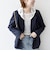 〈手洗い可能〉ウールライク レース カラー ジャケット［NAVY BLUE］