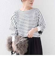 【WEB限定】〈手洗い可能〉バック レース 袖 ロング リブ ドルマン プルオーバー