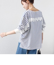 【WEB限定】〈手洗い可能〉バック レース 袖 ロング リブ ドルマン プルオーバー