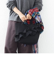 【WEB限定】フリル ジャカード トートバッグ M