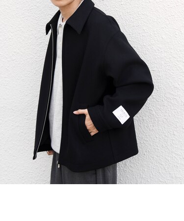 PURE WOOL MELTON リラックス ジップアップ ショート ブルゾン◆