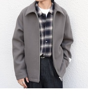 PURE WOOL MELTON リラックス ジップアップ ショート ブルゾン◆