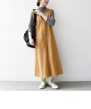 〈洗濯機可能〉モールスキン Vネック ジャンパースカート