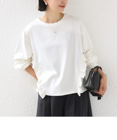 【WEB限定】〈洗濯機可能〉オーガニックコットン フリル ロングスリーブ TEE