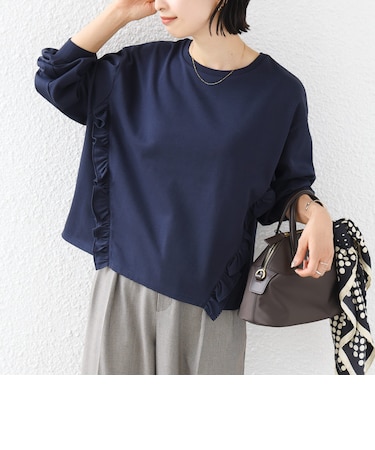 【WEB限定】〈洗濯機可能〉オーガニックコットン フリル ロングスリーブ TEE
