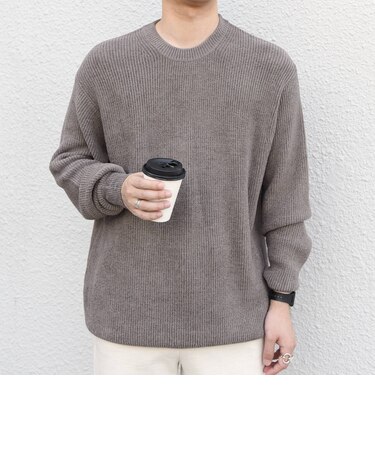 〈手洗い可能〉シェニールモール 畔編み リラックス クルーネック ニット◇