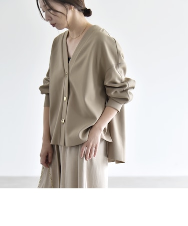 《追加予約》〈手洗い可能〉カットジョーゼット Vネック ワイド カーディガン