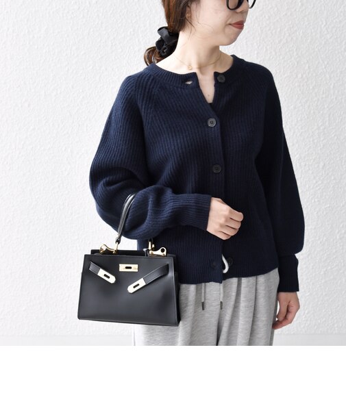 〈手洗い可能〉AQUA カシミヤ ミックス アゼ クルーネック 2way ニット カーディガン