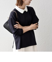 【WEB限定】〈洗濯機可能〉バイカラー ロング スリーブ プルオーバー