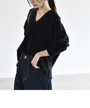 〈手洗い可能〉AQUA カシミヤ ミックス アゼ スキッパー ポロ ニット