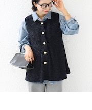 【SHIPS別注】TORRAZZO DONNA:〈手洗い可能〉ペプラム ニット ジレ