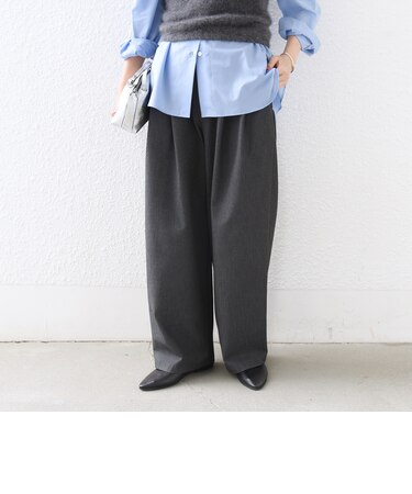 《予約》〈手洗い可能〉ソフト 裏起毛 ドロスト タック パンツ