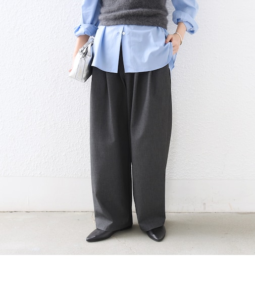 《予約》〈手洗い可能〉ソフト 裏起毛 ドロスト タック パンツ