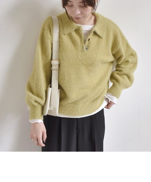 〈手洗い可能〉シャギー ポロ ニット◇