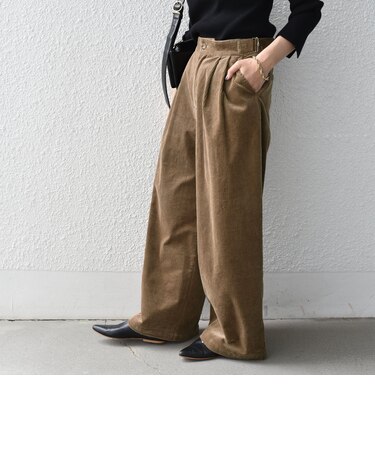 〈手洗い可能〉コーデュロイ タック ワイドパンツ◇