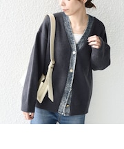 【WEB限定】〈手洗い可能〉デニム コンビ Vネック カーディガン◇
