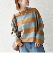〈洗濯機可能〉ワイド ボーダー ボートネック TEE