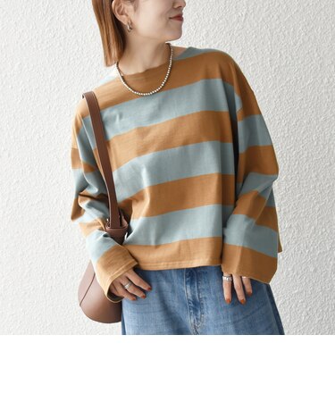 〈洗濯機可能〉ワイド ボーダー ボートネック TEE