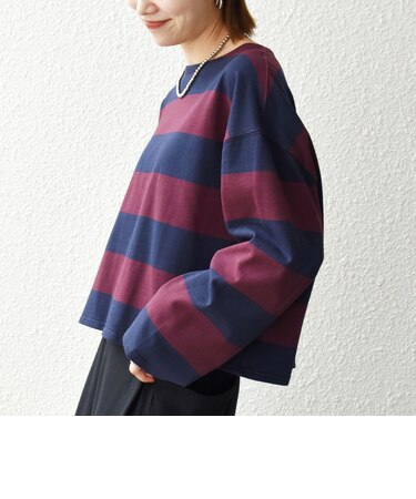 〈洗濯機可能〉ワイド ボーダー ボートネック TEE