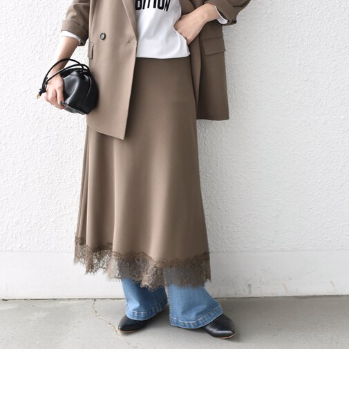 〈手洗い可能〉ヘム レース ナロー スカート